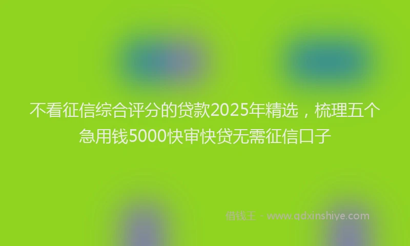 不看征信综合评分的贷款2025年精选，梳理五个急用钱5000快审快贷无需征信口子
