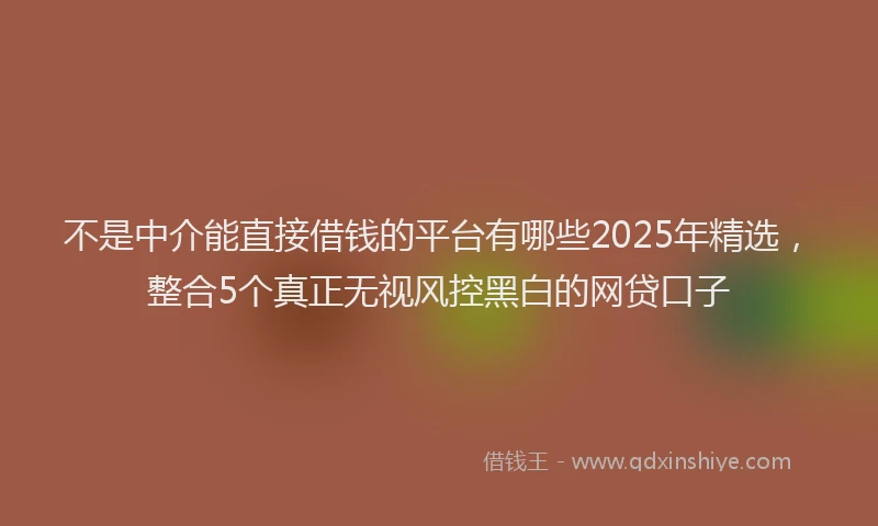 不是中介能直接借钱的平台有哪些2025年精选，整合5个真正无视风控黑白的网贷口子
