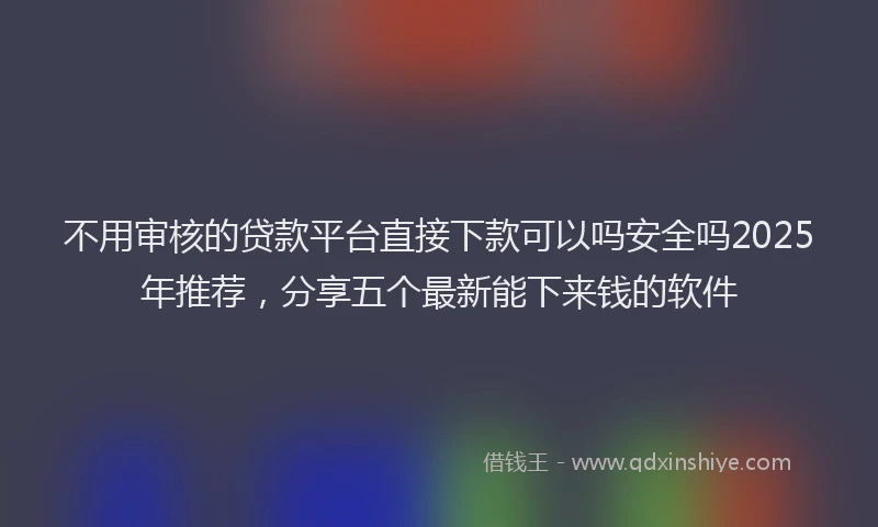 不用审核的贷款平台直接下款可以吗安全吗2025年推荐，分享五个最新能下来钱的软件