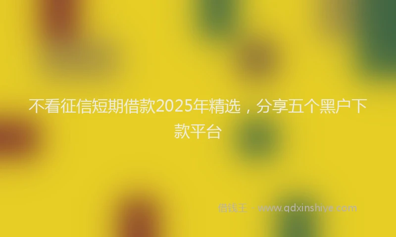 不看征信短期借款2025年精选，分享五个黑户下款平台