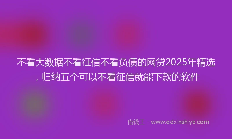 不看大数据不看征信不看负债的网贷2025年精选，归纳五个可以不看征信就能下款的软件