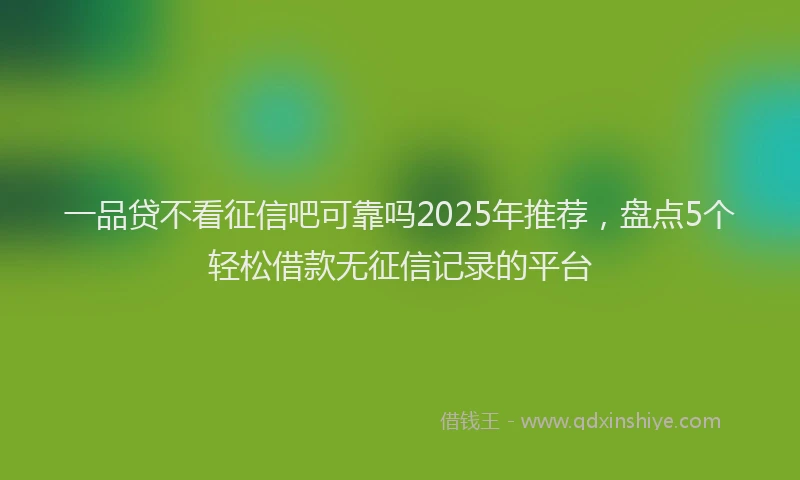 一品贷不看征信吧可靠吗2025年推荐，盘点5个轻松借款无征信记录的平台