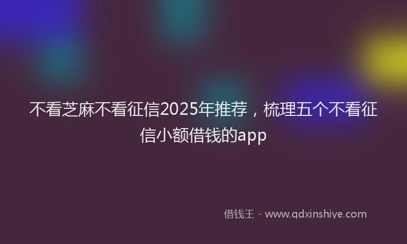 不看芝麻不看征信2025年推荐，梳理五个不看征信小额借钱的app