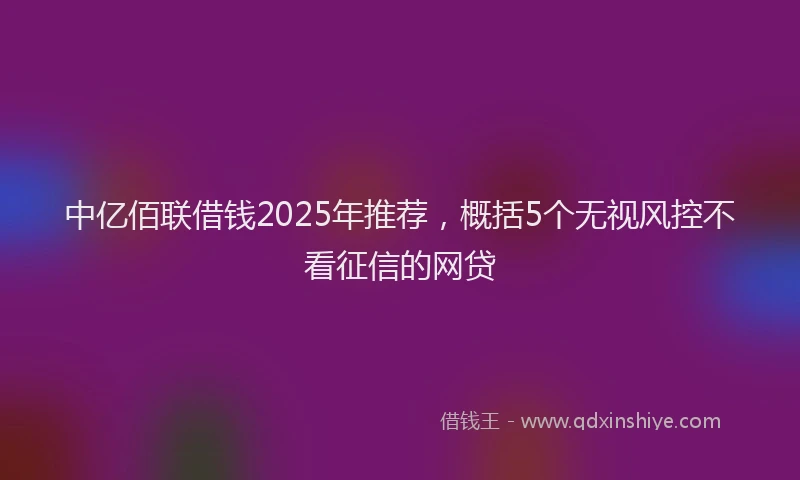 中亿佰联借钱2025年推荐，概括5个无视风控不看征信的网贷