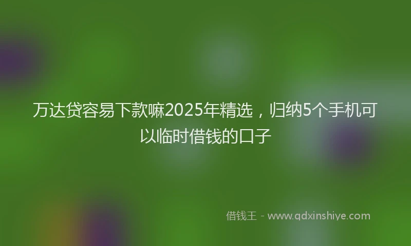 万达贷容易下款嘛2025年精选，归纳5个手机可以临时借钱的口子