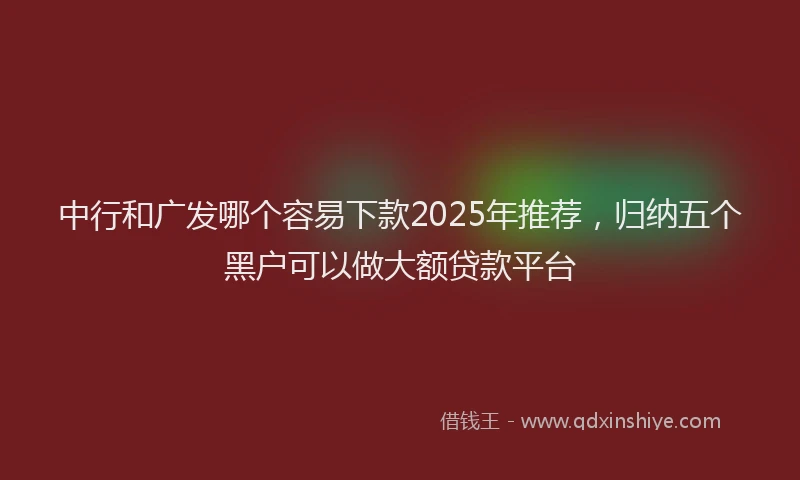 中行和广发哪个容易下款2025年推荐，归纳五个黑户可以做大额贷款平台