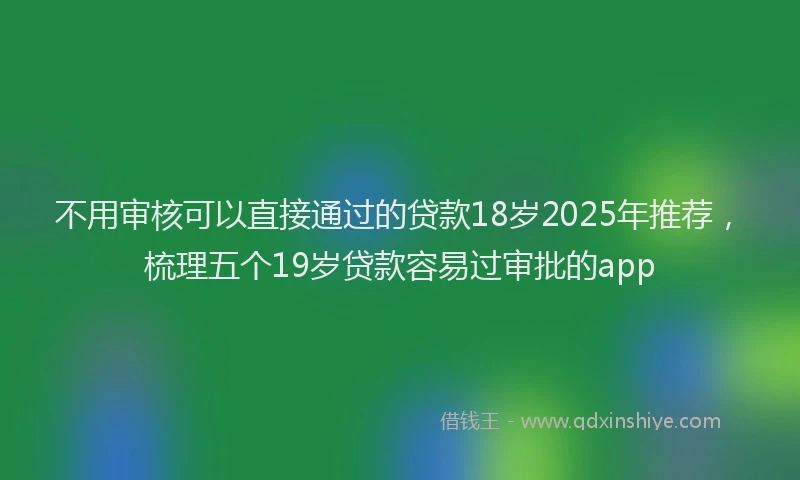不用审核可以直接通过的贷款18岁2025年推荐，梳理五个19岁贷款容易过审批的app