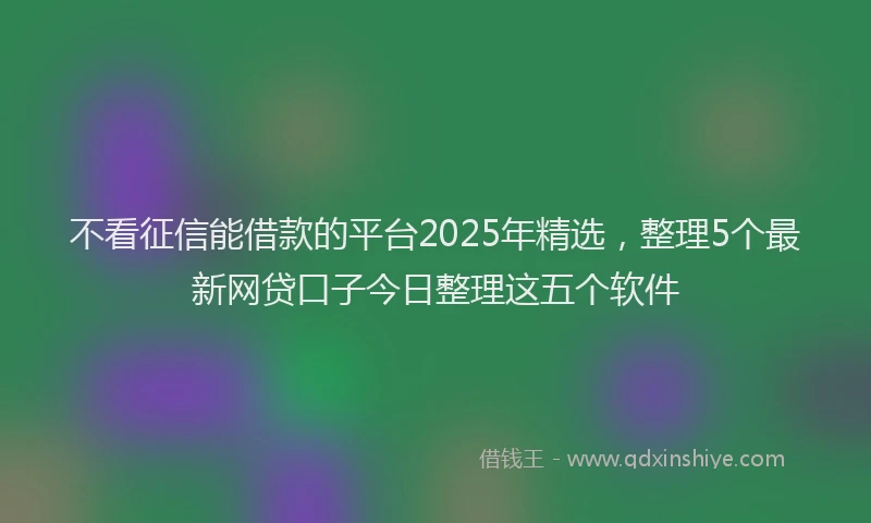 不看征信能借款的平台2025年精选，整理5个最新网贷口子今日整理这五个软件