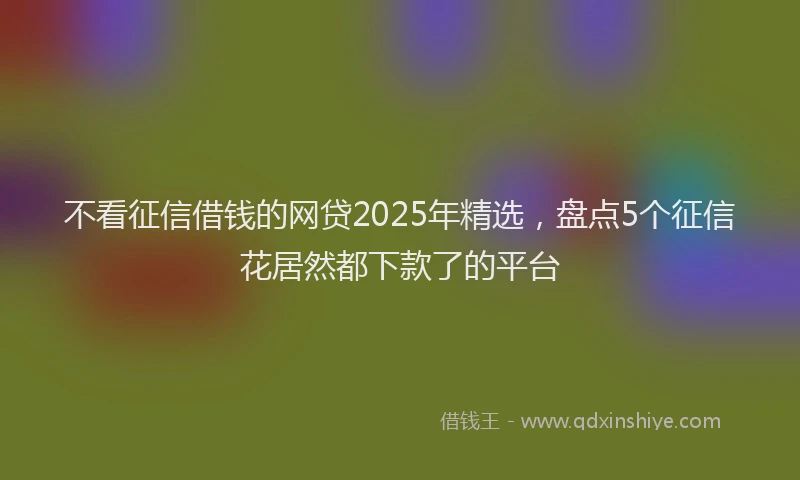 不看征信借钱的网贷2025年精选，盘点5个征信花居然都下款了的平台