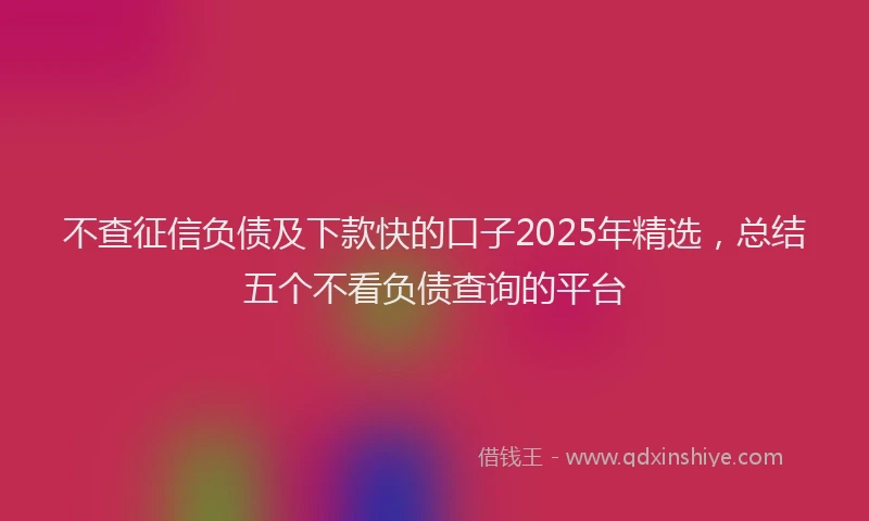 不查征信负债及下款快的口子2025年精选，总结五个不看负债查询的平台