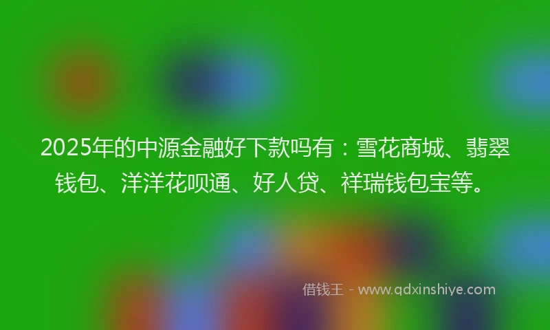 2025年的中源金融好下款吗有：雪花商城、翡翠钱包、洋洋花呗通、好人贷、祥瑞钱包宝等。