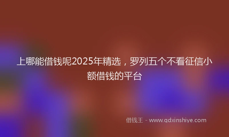 上哪能借钱呢2025年精选，罗列五个不看征信小额借钱的平台