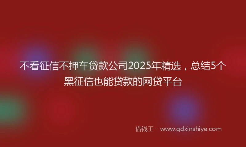 不看征信不押车贷款公司2025年精选，总结5个黑征信也能贷款的网贷平台