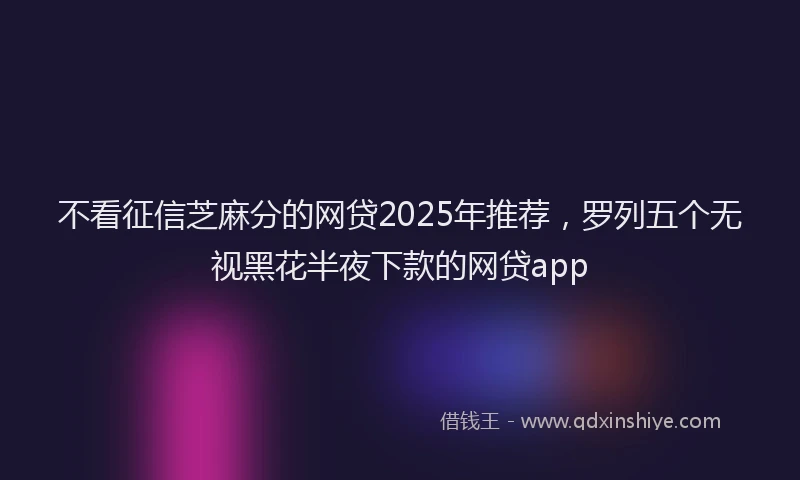 不看征信芝麻分的网贷2025年推荐，罗列五个无视黑花半夜下款的网贷app