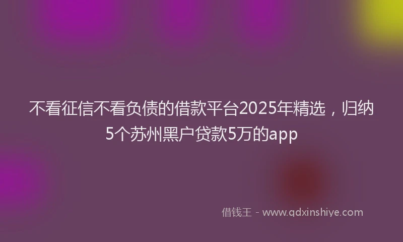 不看征信不看负债的借款平台2025年精选，归纳5个苏州黑户贷款5万的app