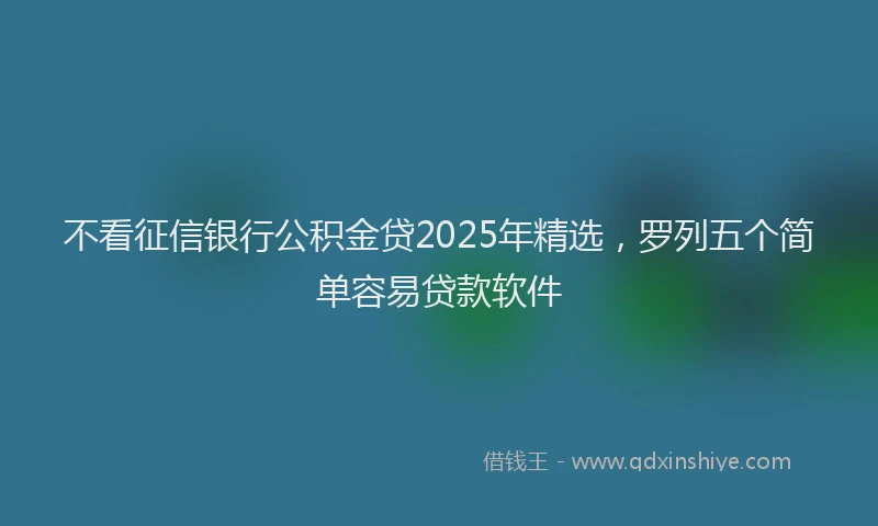 不看征信银行公积金贷2025年精选，罗列五个简单容易贷款软件