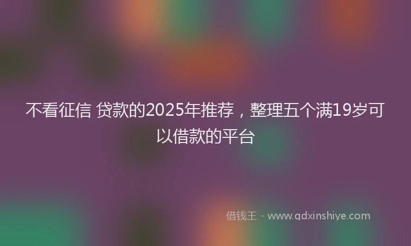 不看征信 贷款的2025年推荐，整理五个满19岁可以借款的平台