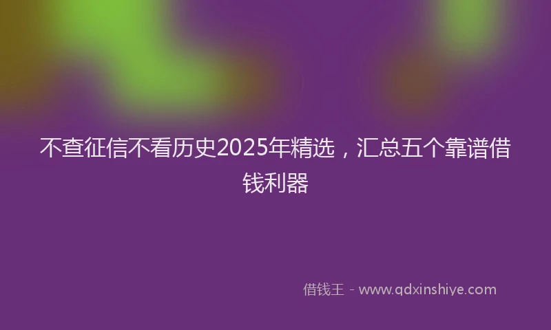不查征信不看历史2025年精选，汇总五个靠谱借钱利器