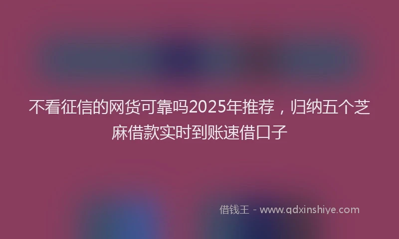 不看征信的网货可靠吗2025年推荐，归纳五个芝麻借款实时到账速借口子