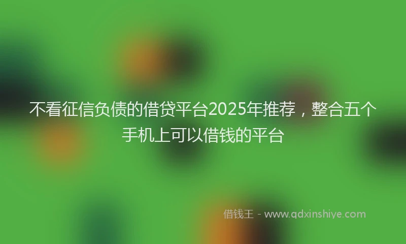 不看征信负债的借贷平台2025年推荐,整合五个手机上可以借钱的平台