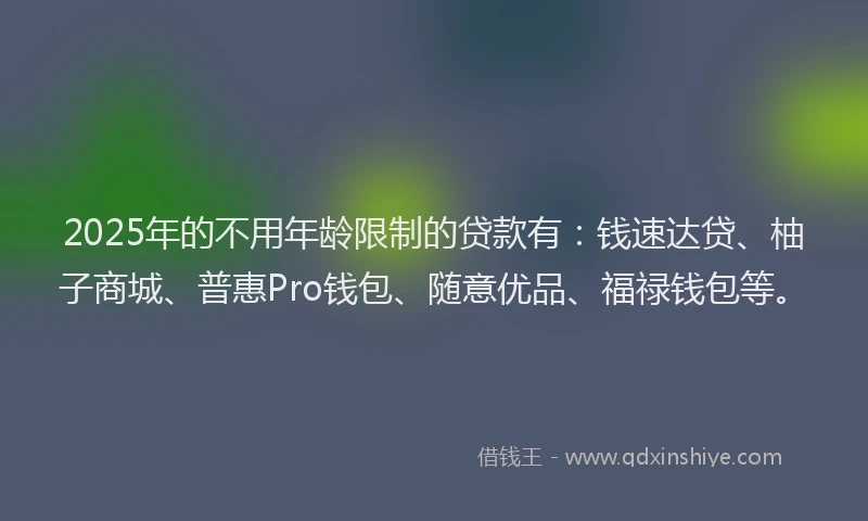 2025年的不用年龄限制的贷款有：钱速达贷、柚子商城、普惠Pro钱包、随意优品、福禄钱包等。