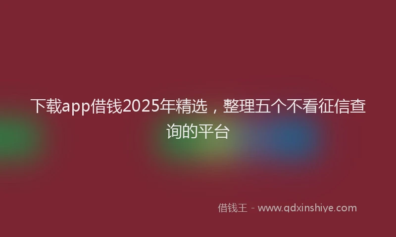下载app借钱2025年精选，整理五个不看征信查询的平台