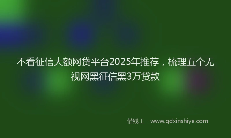 不看征信大额网贷平台2025年推荐，梳理五个无视网黑征信黑3万贷款