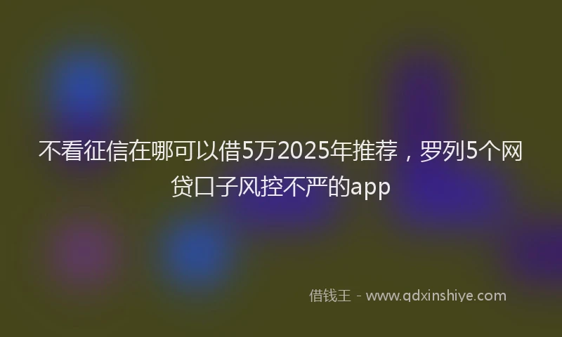 不看征信在哪可以借5万2025年推荐，罗列5个网贷口子风控不严的app