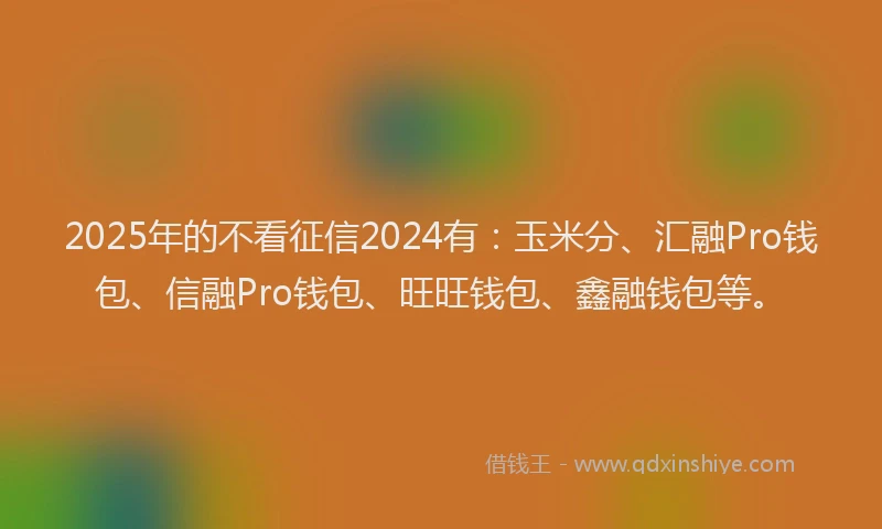 2025年的不看征信2024有：玉米分、汇融Pro钱包、信融Pro钱包、旺旺钱包、鑫融钱包等。