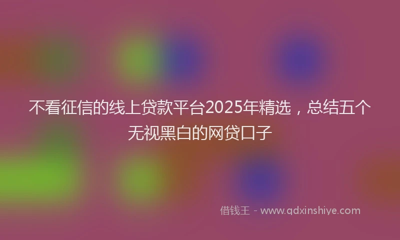 不看征信的线上贷款平台2025年精选，总结五个无视黑白的网贷口子