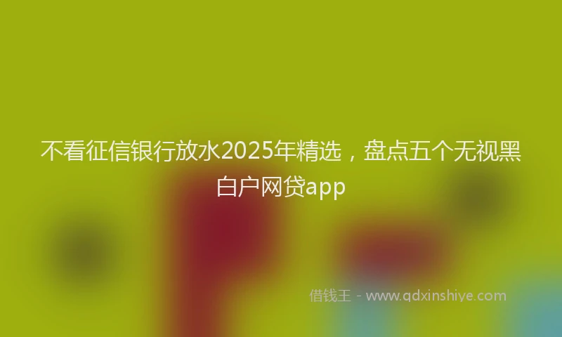 不看征信银行放水2025年精选,盘点五个无视黑白户网贷app