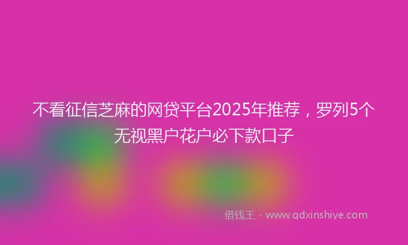 不看征信芝麻的网贷平台2025年推荐，罗列5个无视黑户花户必下款口子