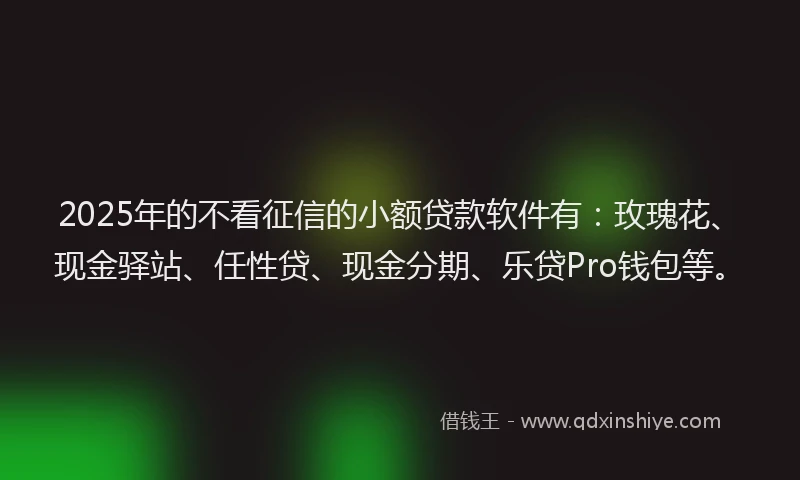 2025年的不看征信的小额贷款软件有：玫瑰花、现金驿站、任性贷、现金分期、乐贷Pro钱包等。