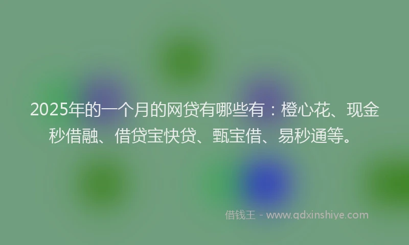 2025年的一个月的网贷有哪些有：橙心花、现金秒借融、借贷宝快贷、甄宝借、易秒通等。