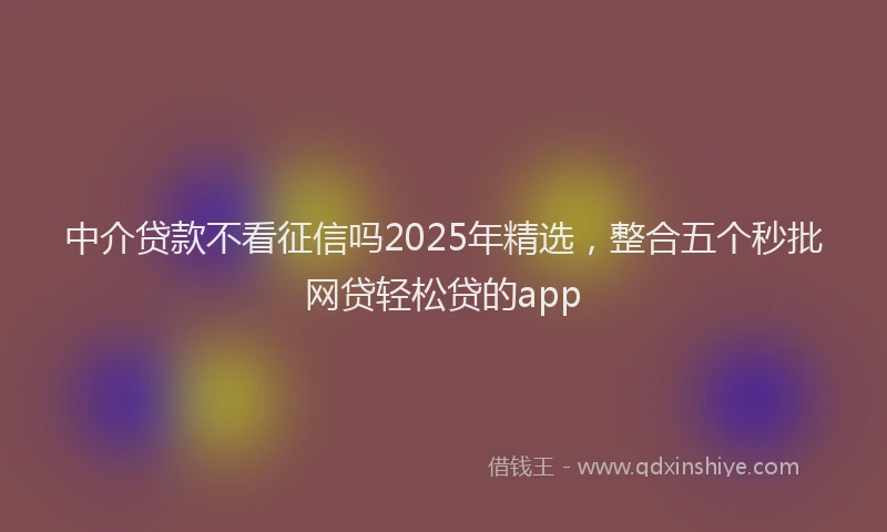 中介贷款不看征信吗2025年精选，整合五个秒批网贷轻松贷的app