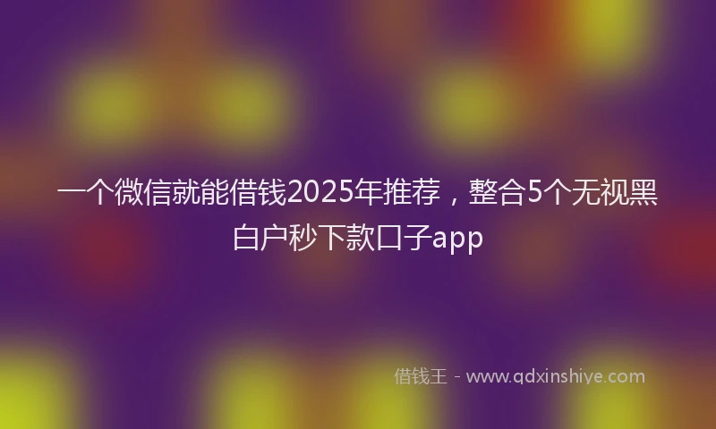 一个微信就能借钱2025年推荐，整合5个无视黑白户秒下款口子app