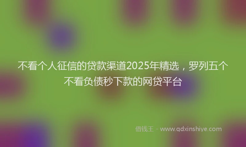 不看个人征信的贷款渠道2025年精选，罗列五个不看负债秒下款的网贷平台