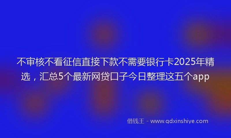 不审核不看征信直接下款不需要银行卡2025年精选，汇总5个最新网贷口子今日整理这五个app