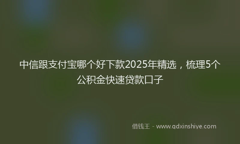 中信跟支付宝哪个好下款2025年精选，梳理5个公积金快速贷款口子