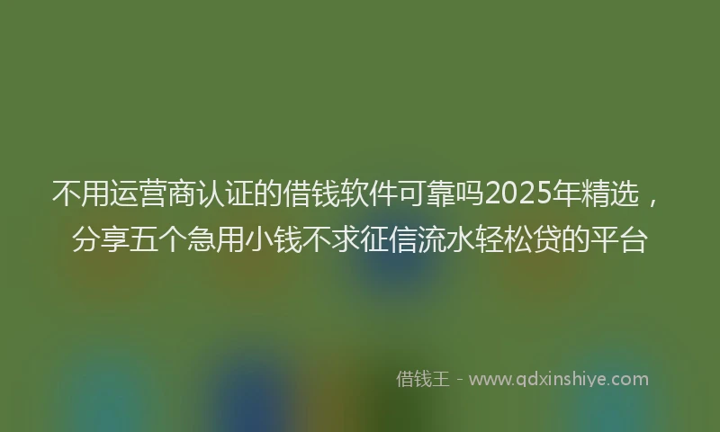 不用运营商认证的借钱软件可靠吗2025年精选，分享五个急用小钱不求征信流水轻松贷的平台