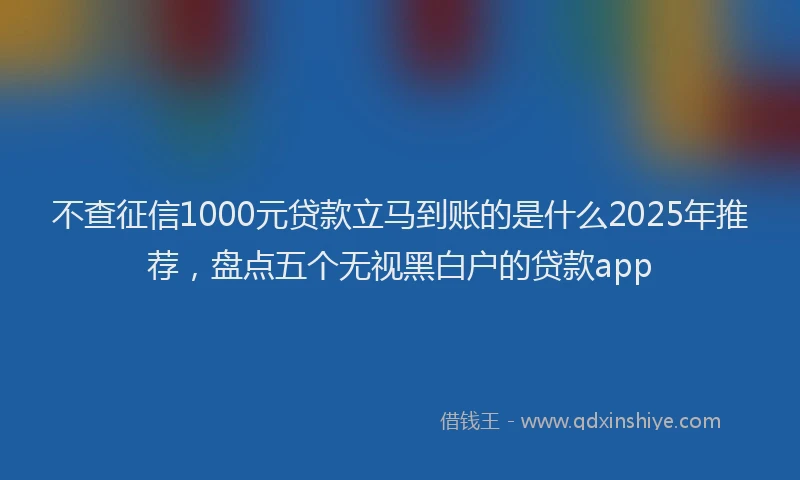 不查征信1000元贷款立马到账的是什么2025年推荐，盘点五个无视黑白户的贷款app