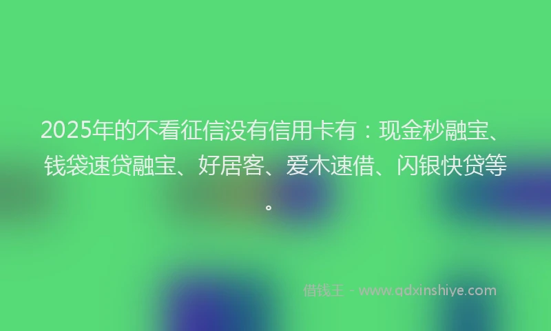 2025年的不看征信没有信用卡有：现金秒融宝、钱袋速贷融宝、好居客、爱木速借、闪银快贷等。