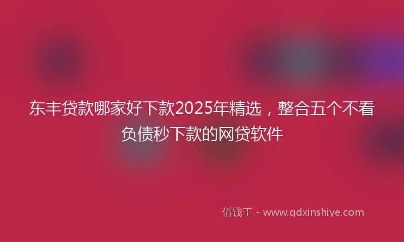 东丰贷款哪家好下款2025年精选，整合五个不看负债秒下款的网贷软件