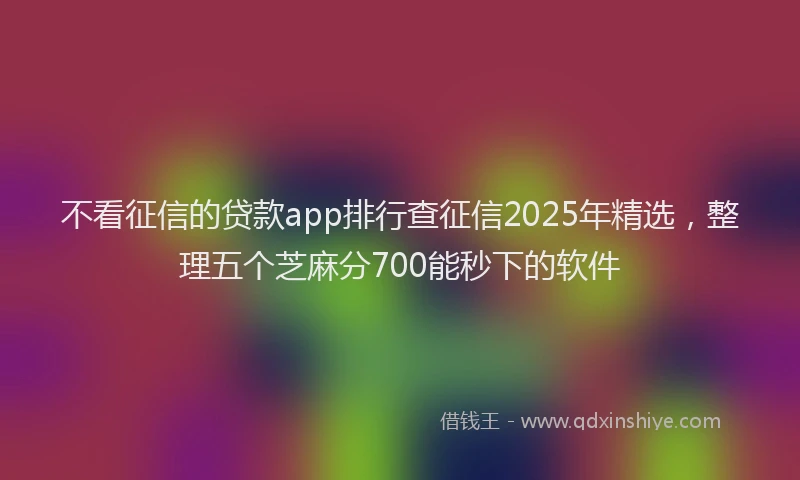 不看征信的贷款app排行查征信2025年精选，整理五个芝麻分700能秒下的软件