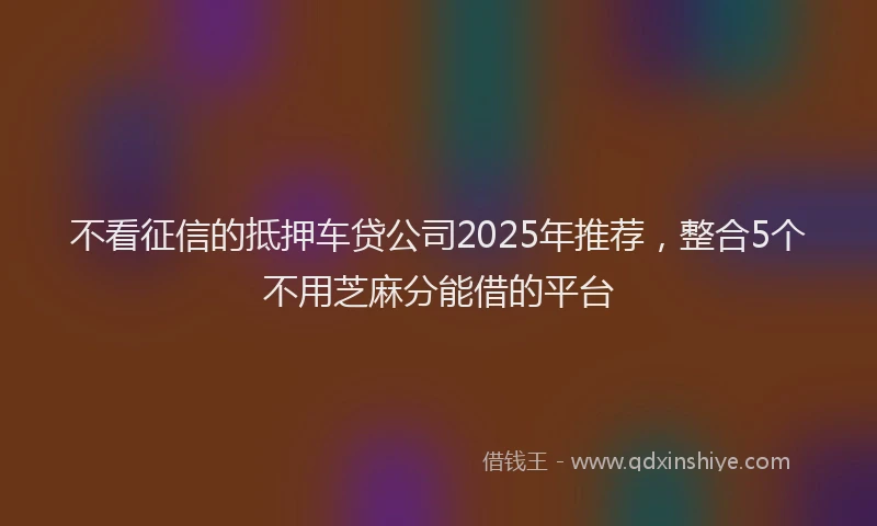 不看征信的抵押车贷公司2025年推荐，整合5个不用芝麻分能借的平台