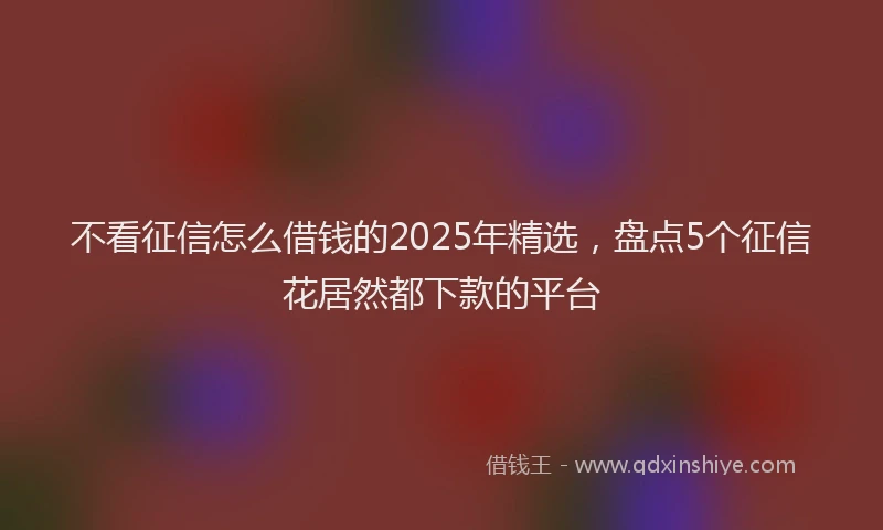 不看征信怎么借钱的2025年精选，盘点5个征信花居然都下款的平台