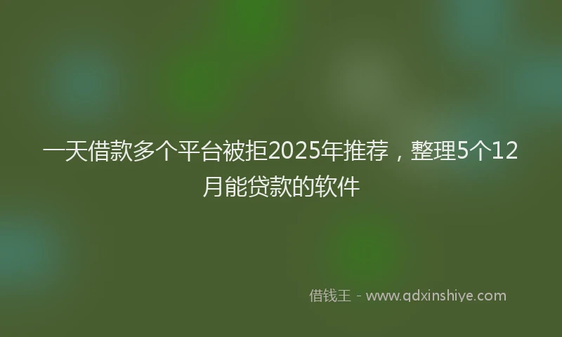 一天借款多个平台被拒2025年推荐，整理5个12月能贷款的软件