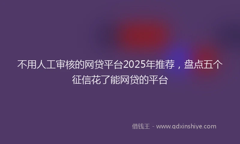 不用人工审核的网贷平台2025年推荐，盘点五个征信花了能网贷的平台