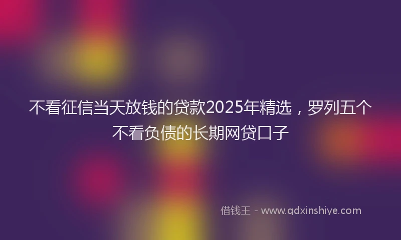 不看征信当天放钱的贷款2025年精选，罗列五个不看负债的长期网贷口子