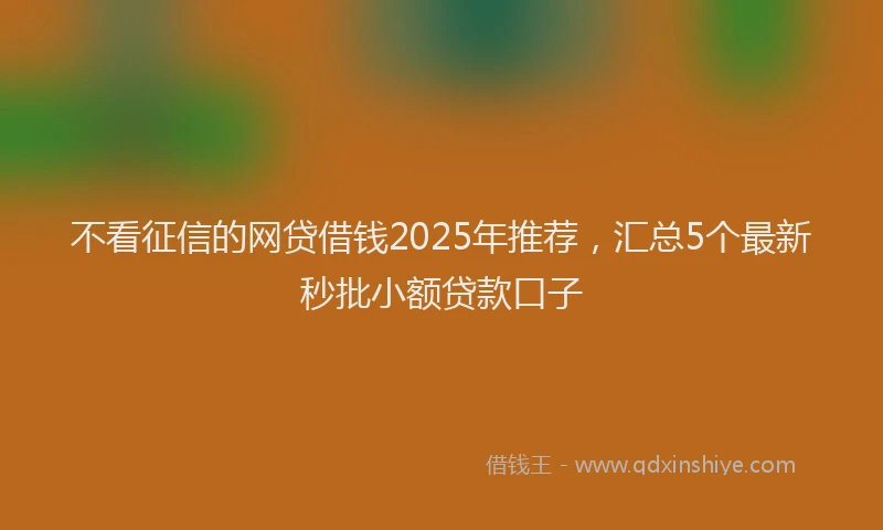 不看征信的网贷借钱2025年推荐，汇总5个最新秒批小额贷款口子